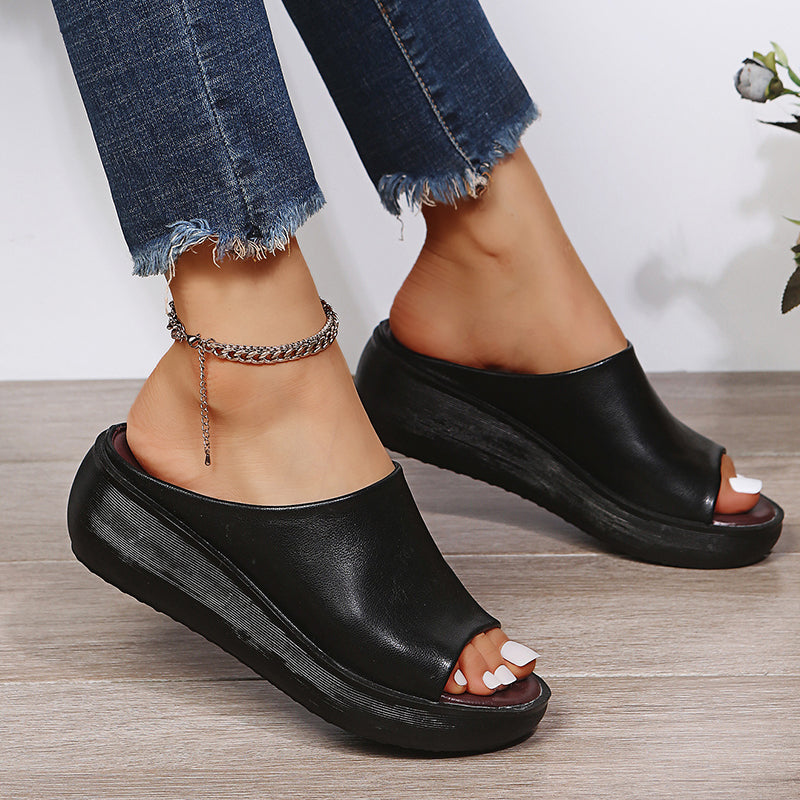 KIRA – Sandales orthopédiques à talon compensé en cuir