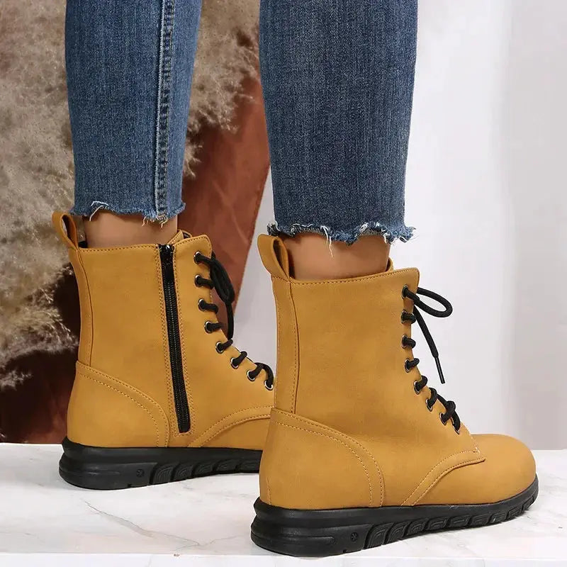 2023 Fashion Women Genuine Leather Boots Black Zapatos Para Mujeres Comfort Winter Ankle Boots Luxury Motorcycle Shoes Warm