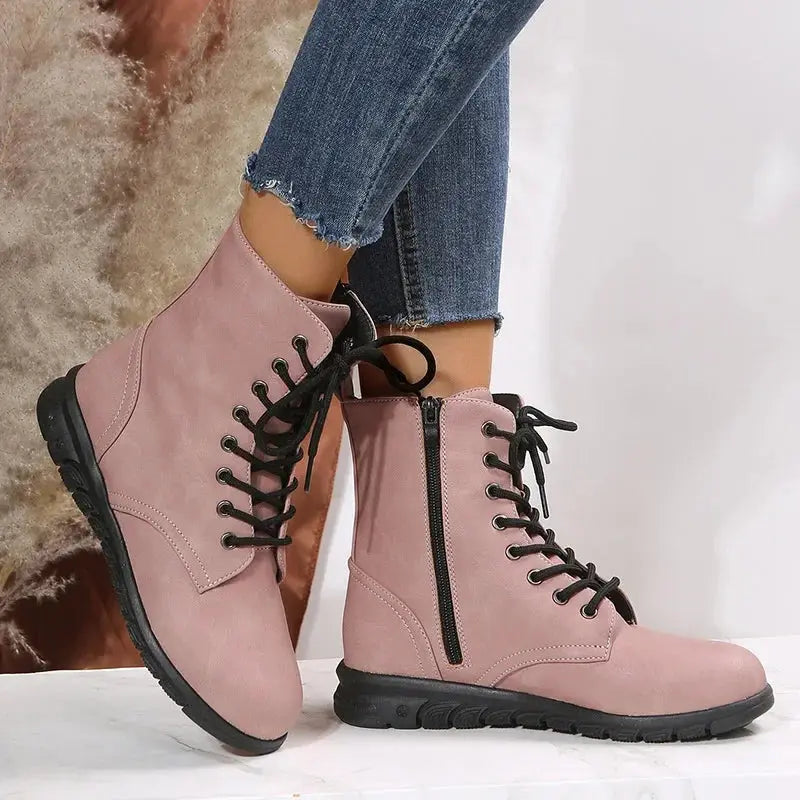 2023 Fashion Women Genuine Leather Boots Black Zapatos Para Mujeres Comfort Winter Ankle Boots Luxury Motorcycle Shoes Warm