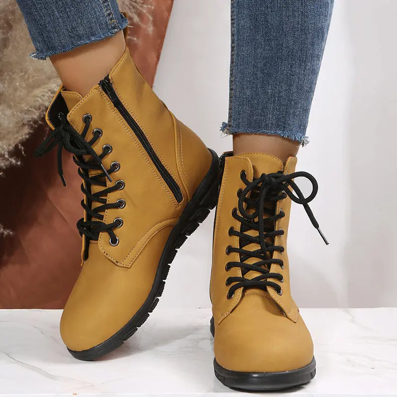 2023 Fashion Women Genuine Leather Boots Black Zapatos Para Mujeres Comfort Winter Ankle Boots Luxury Motorcycle Shoes Warm