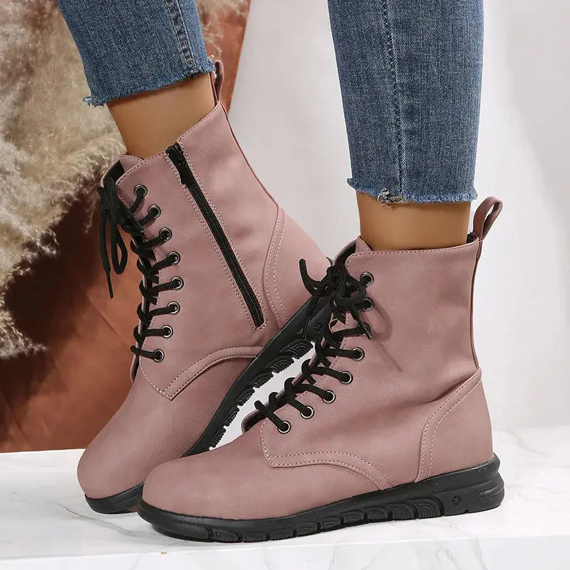 2023 Fashion Women Genuine Leather Boots Black Zapatos Para Mujeres Comfort Winter Ankle Boots Luxury Motorcycle Shoes Warm