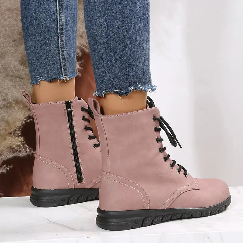 2023 Fashion Women Genuine Leather Boots Black Zapatos Para Mujeres Comfort Winter Ankle Boots Luxury Motorcycle Shoes Warm
