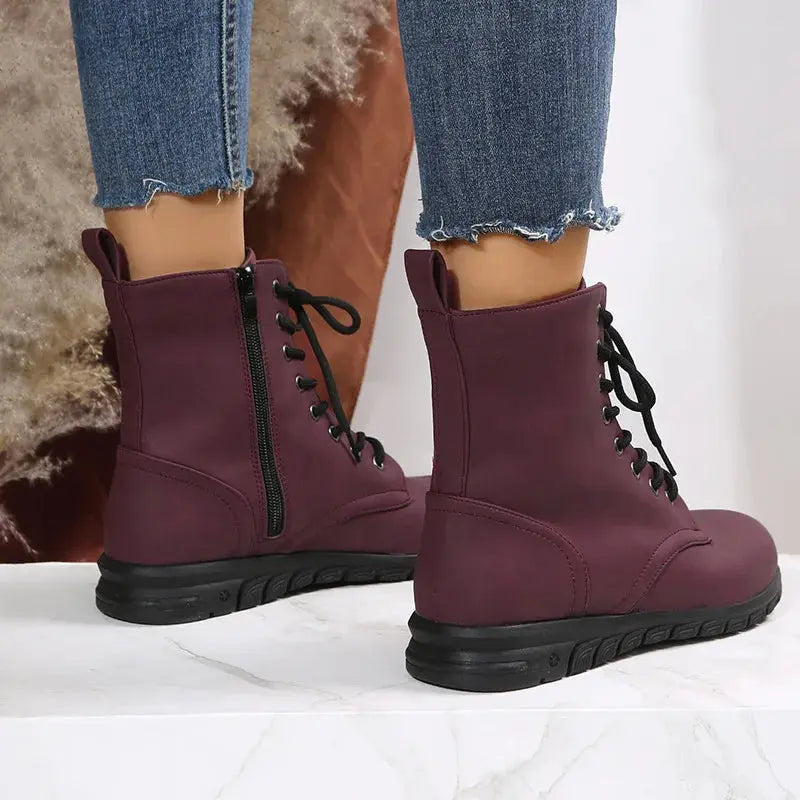 2023 Fashion Women Genuine Leather Boots Black Zapatos Para Mujeres Comfort Winter Ankle Boots Luxury Motorcycle Shoes Warm