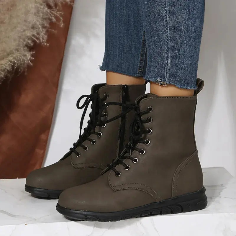 2023 Fashion Women Genuine Leather Boots Black Zapatos Para Mujeres Comfort Winter Ankle Boots Luxury Motorcycle Shoes Warm
