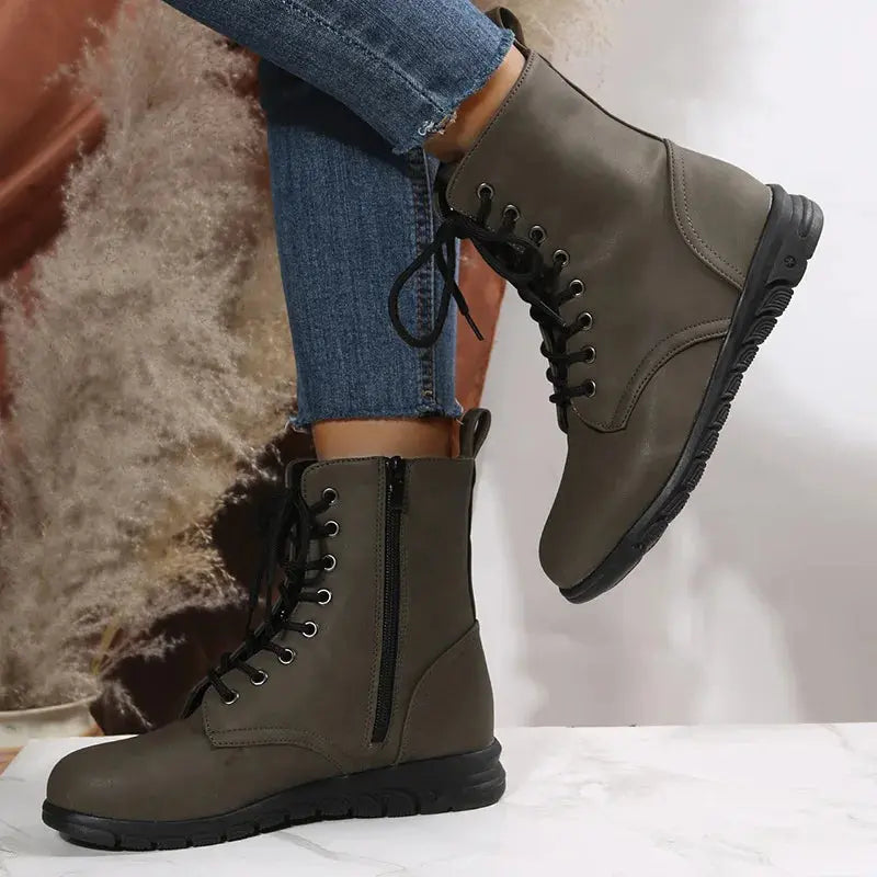 2023 Fashion Women Genuine Leather Boots Black Zapatos Para Mujeres Comfort Winter Ankle Boots Luxury Motorcycle Shoes Warm