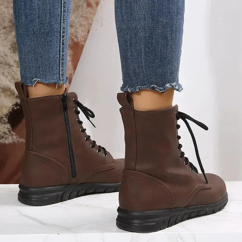 2023 Fashion Women Genuine Leather Boots Black Zapatos Para Mujeres Comfort Winter Ankle Boots Luxury Motorcycle Shoes Warm