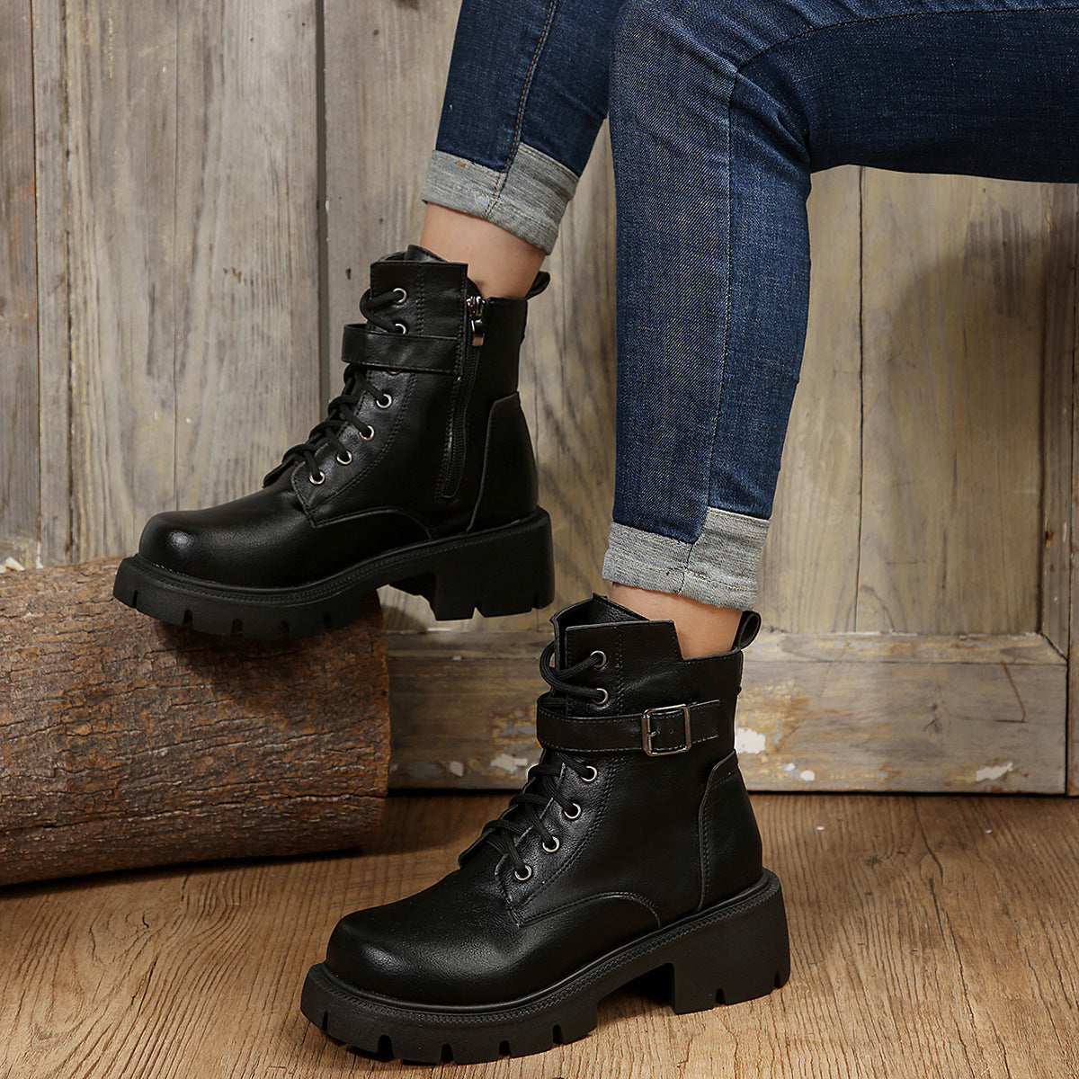 ZARA – Bottes orthopédiques à talon épais pour femmes