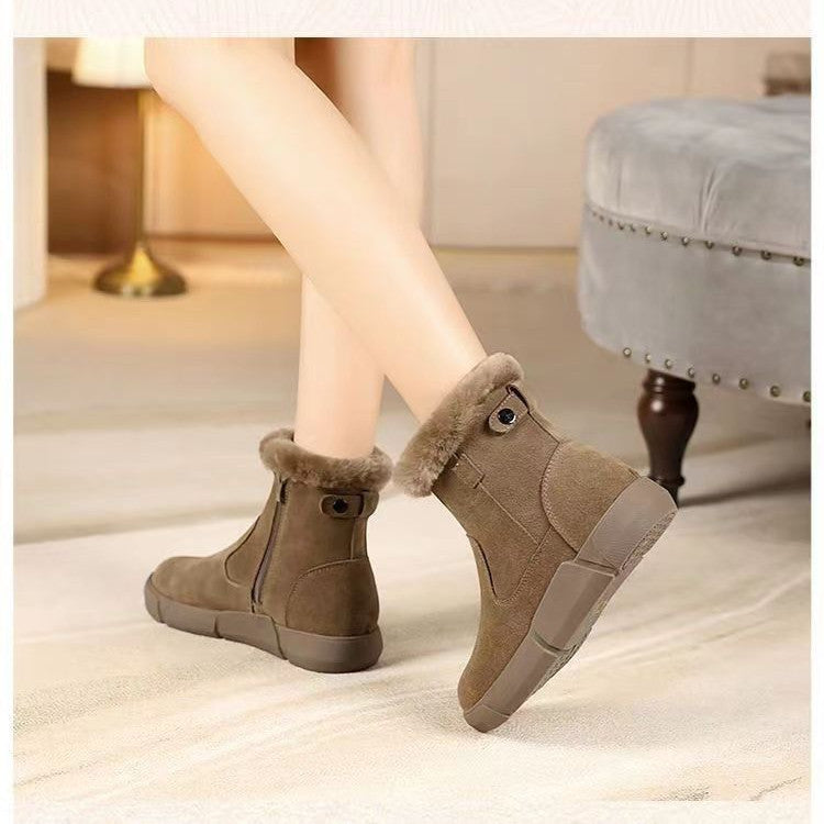 ZIVA – Bottes orthopédiques pour femmes à talon plat et doublure polaire