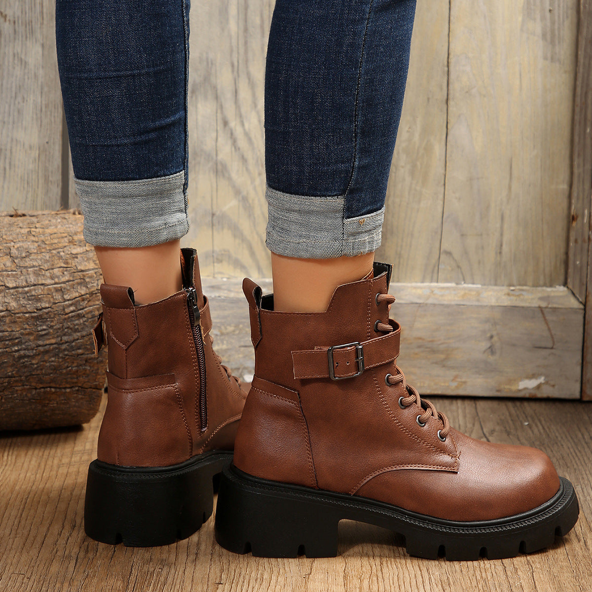 ZARA – Bottes orthopédiques à talon épais pour femmes