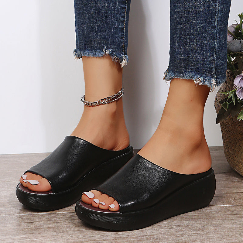 KIRA – Sandales orthopédiques à talon compensé en cuir