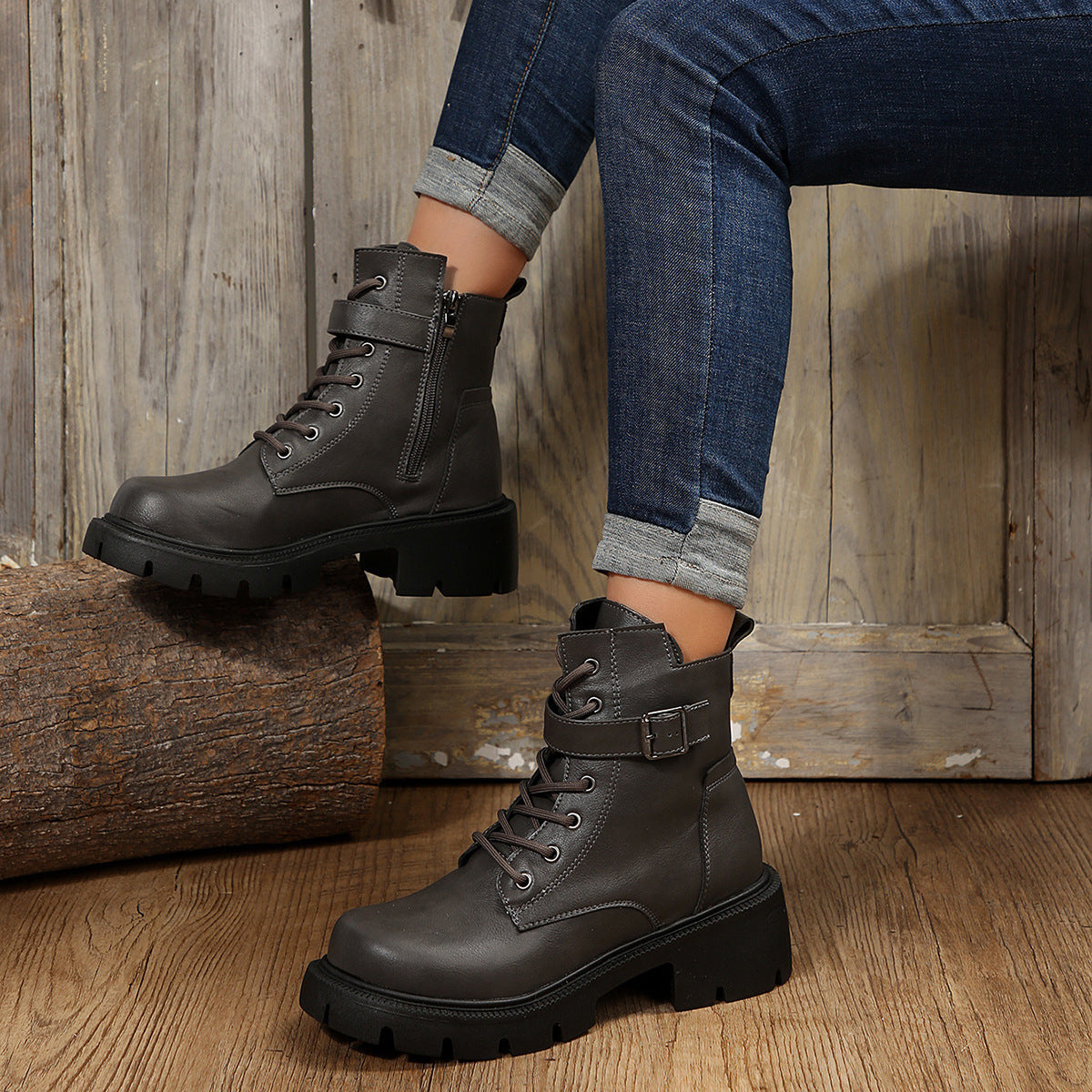 ZARA – Bottes orthopédiques à talon épais pour femmes