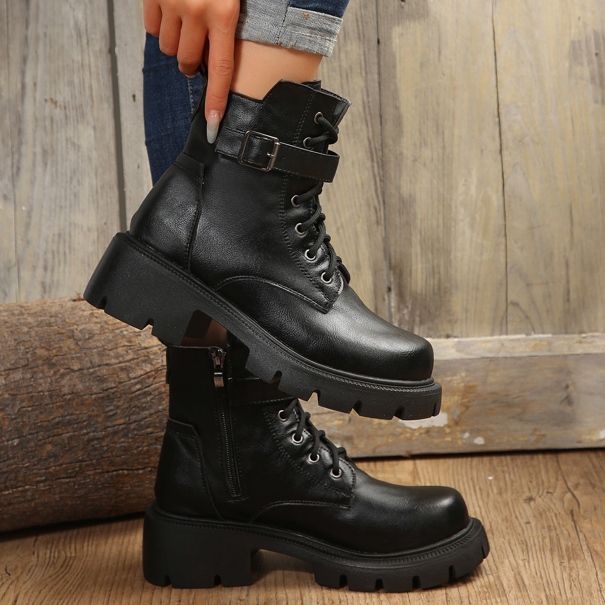 ZARA – Bottes orthopédiques à talon épais pour femmes
