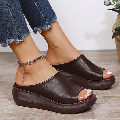 KIRA – Sandales orthopédiques à talon compensé en cuir