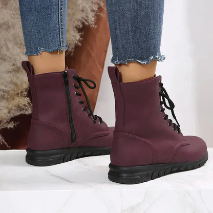 2023 Fashion Women Genuine Leather Boots Black  Zapatos Para Mujeres Comfort Winter Ankle Boots Luxury Motorcycle Shoes Warm 