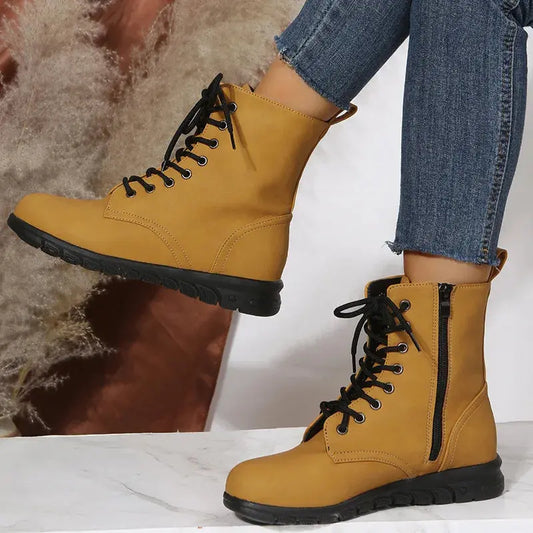 2023 Fashion Women Genuine Leather Boots Black  Zapatos Para Mujeres Comfort Winter Ankle Boots Luxury Motorcycle Shoes Warm 