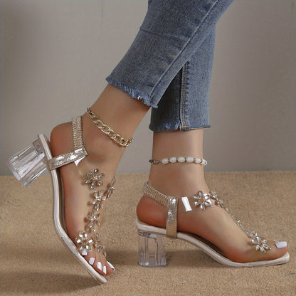 ZARA – Sandales orthopédiques à talon avec strass