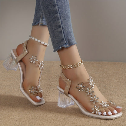 ZARA – Sandales orthopédiques à talon avec strass