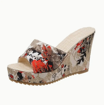 NOVA – Sandales orthopédiques à talon compensé floral