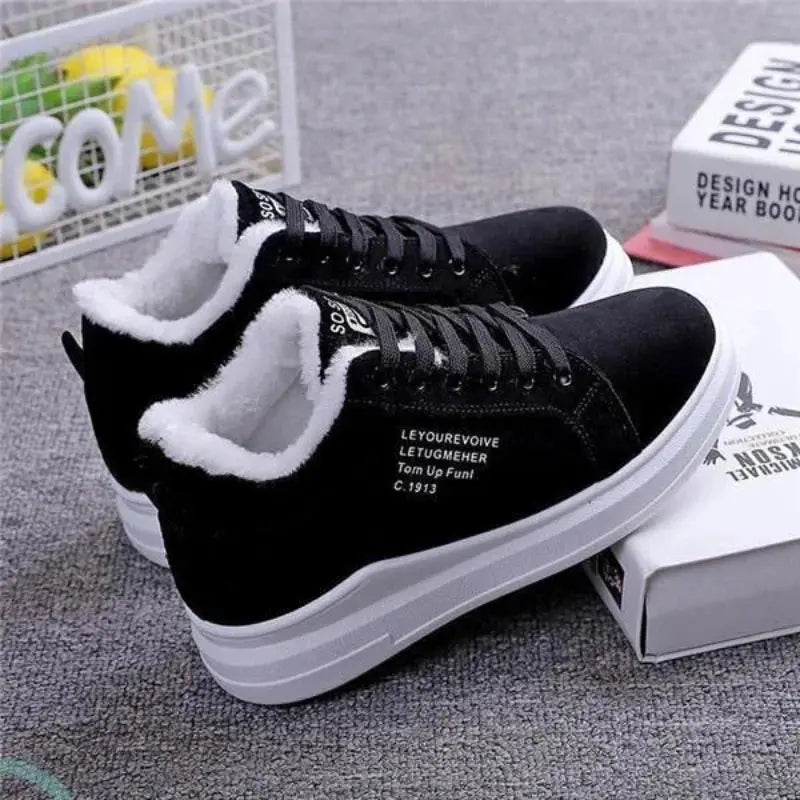 Sneakers chaudes en fourrure peluche pour femme 