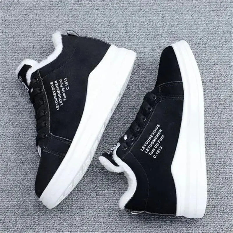 Sneakers chaudes en fourrure peluche pour femme 