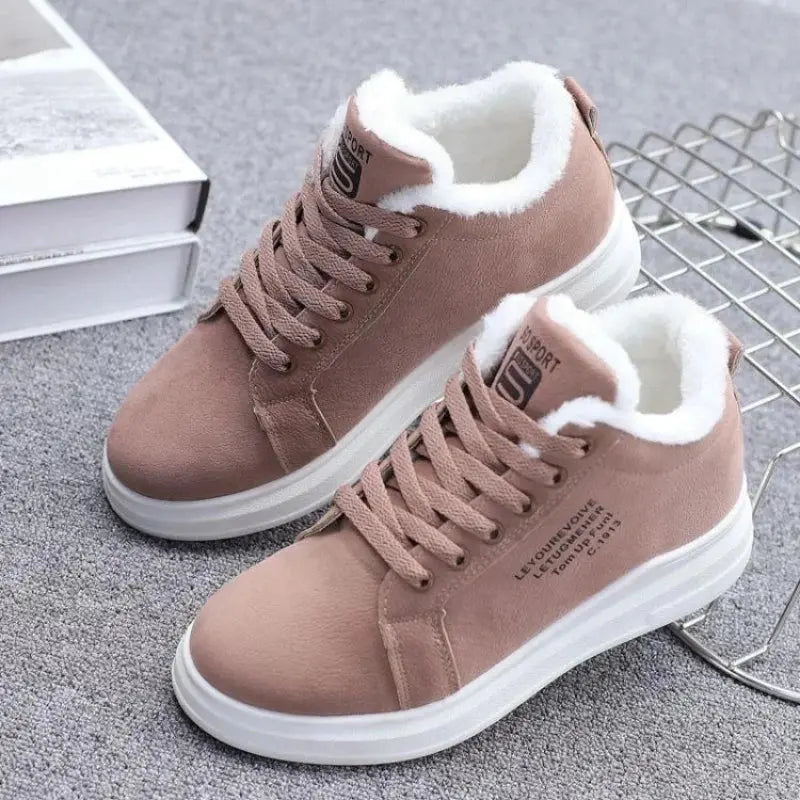 Sneakers chaudes en fourrure peluche pour femme 