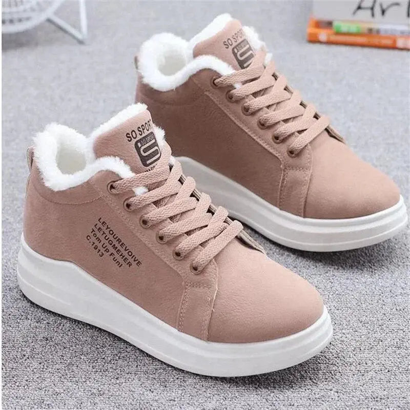 Sneakers chaudes en fourrure peluche pour femme 