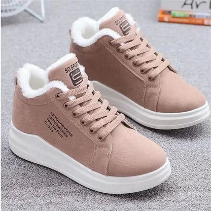 Sneakers chaudes en fourrure peluche pour femme 